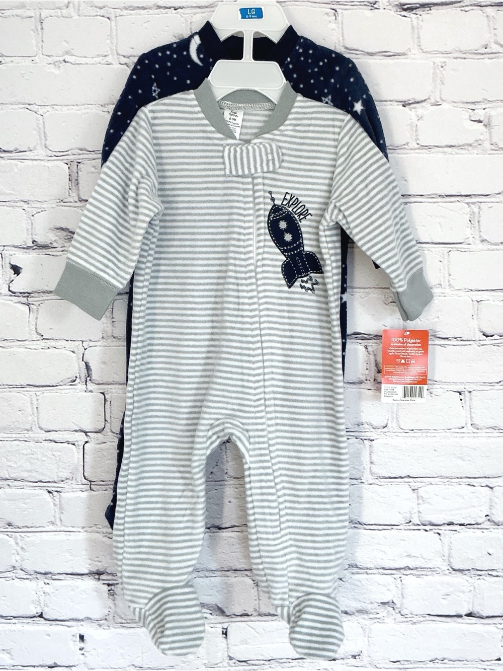 New Yoga Sprout 2 Footie Pajamas Blue Gray Size 6-9M